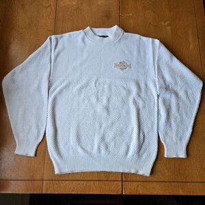 McBriar Vintage Cotton Textured Breckenridge Crewneck Sweater White Size Small